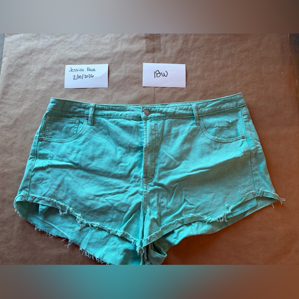 Women's Teal Denim Shorts